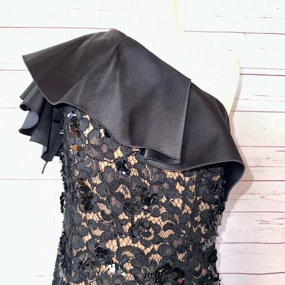 NWT MICHAEL KORS COLLECTION Beaded one shoulder party dress black AUTHENTIC NEW - Picture 2 of 16